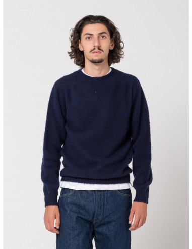 Pull en Shetland Brossé, Bleu Marine acheter