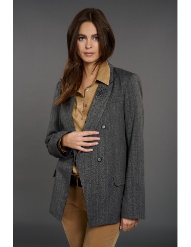 VESTE TAILLEUR AVEC BRODERIE STRASS AU COL en ligne des produits 